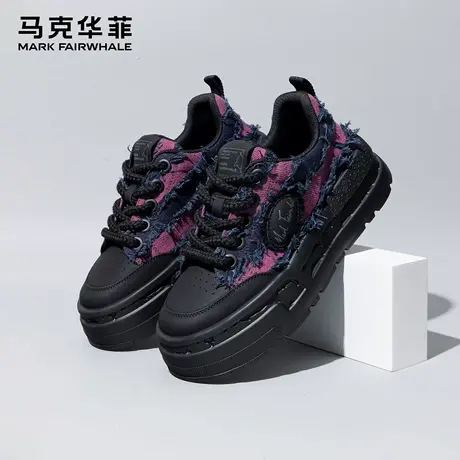 马克华菲男鞋2025早秋新款厚底百搭小黑鞋高级感潮牌帆布休闲板鞋商品大图