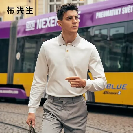 MrBu布先生轻商务微撞色翻领长袖T恤2025秋新款纯棉透气男BT16857商品大图