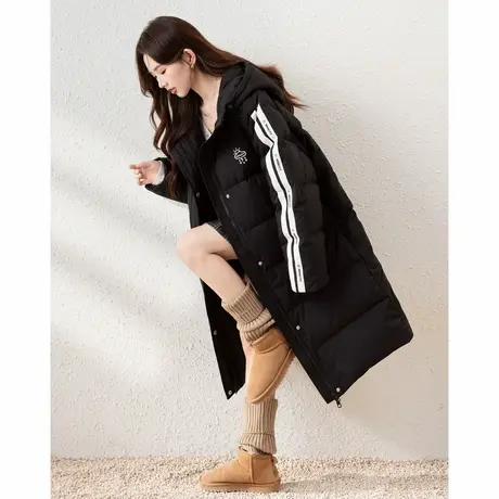 【防水】唐狮冬季连帽羽绒服女2024新款过膝长款加厚外套韩系穿搭图片
