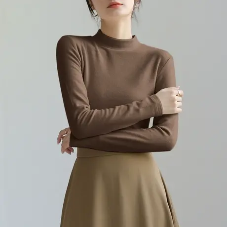KV真维斯打底衫女秋冬高级感2025新款加绒加厚内搭外穿长袖t恤女商品大图