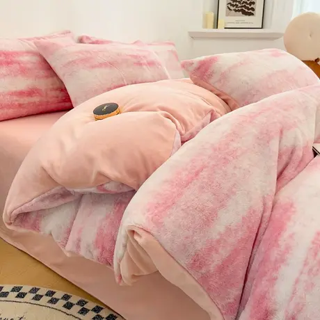 恒源祥A类兔毛牛奶绒四件套学生宿舍三件套秋冬家用床品四件套商品大图