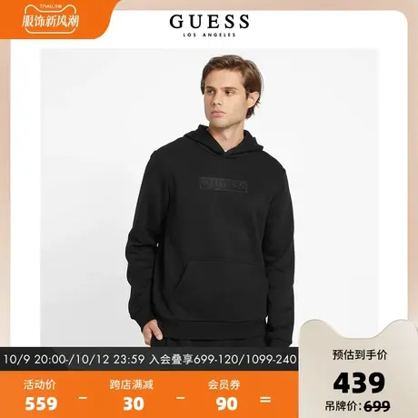 GUESS23年新款秋男士简约纯色休闲连帽套头卫衣-X2BQ15K8BE2商品大图