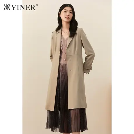 YINER音儿女装2021秋季新款优雅中长款风衣外套商品大图