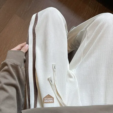 雪尼尔裤子男款春秋季潮牌宽松直筒垂感阔腿裤痞帅高级感休闲长裤商品大图