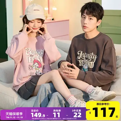 [玩具总动员联名]唐狮2023春秋季新款圆领情侣卫衣男可爱情侣装女商品大图