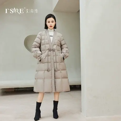 2023新款新中式长款时尚白鹅绒羽绒服薄款外套027图片