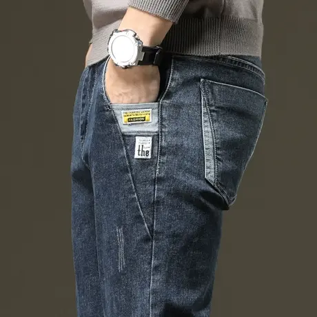 牛仔裤男修身小脚潮牌男士休闲长裤子2024新款潮流百搭秋冬款冬季图片