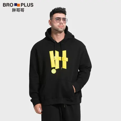 胖哥哥加肥大码连帽卫衣男加绒重磅HI潮牌ins宽松男士套头春季款商品大图