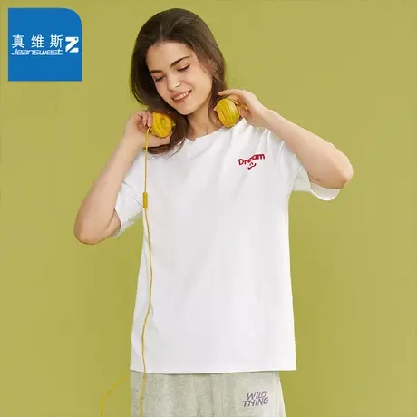 真维斯Z+女款夏季2023新款休闲宽松简约短袖上衣日常潮流女款T恤图片