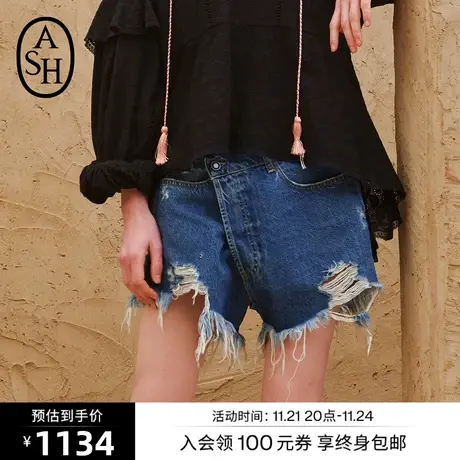 ASH女装新款LIVERPOOL时尚简约休闲裤潮流百搭宽松牛仔短裤女图片