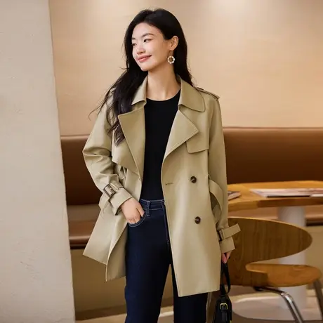 时尚气质长袖风衣外套2023年秋季新款女士简约宽松显瘦通勤上衣图片