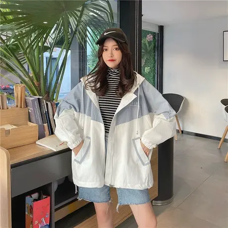 小个子风衣女2023春秋韩版初中高中学生宽松百搭短款工装流行外套图片