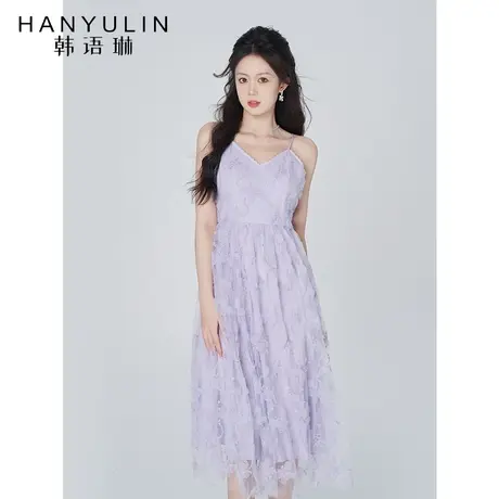 韩语琳度假风网纱吊带连衣裙女中长款夏季新款高级感今年流行裙子图片