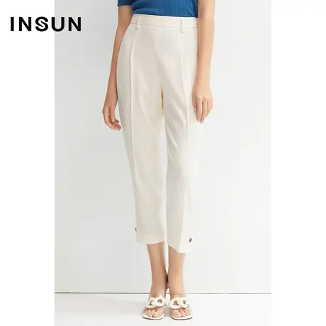 INSUN恩裳春季开衩小脚九分正装裤商品大图