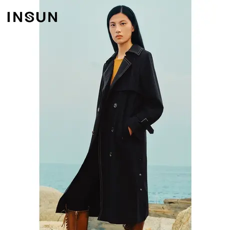 INSUN恩裳秋季绵羊毛挺括百搭风衣图片