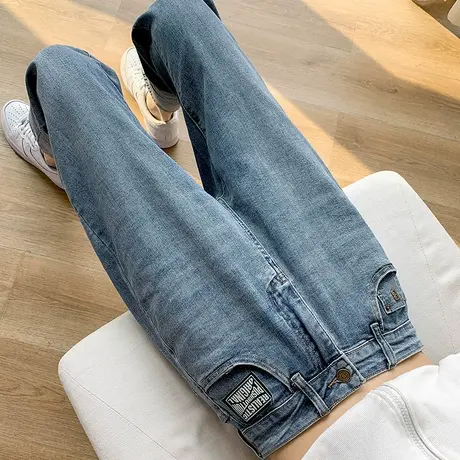 牛仔裤女春秋2023年新款宽松小个子九分直筒高腰哈伦萝卜老爹裤子商品大图