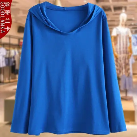 加肥加大码长袖T恤女宽松200斤洋气时尚中年妈妈秋装新款上衣帽衫商品大图