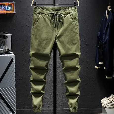 春简约潮牌余文乐工装裤男季宽松直筒小脚ins束脚休闲长裤子男生商品大图