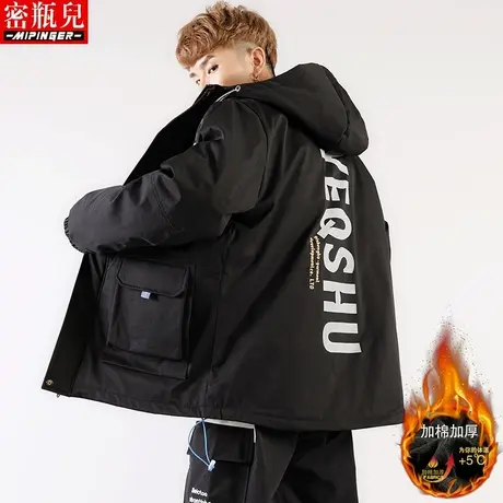加绒棉服男冬季男士肥佬工装夹克棉衣大码加肥加大加厚外套男宽松商品大图