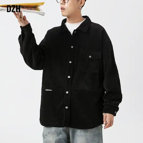 男士黑色衬衫外套男春秋款潮牌男装2024新款衣服男款秋装上衣长袖图片