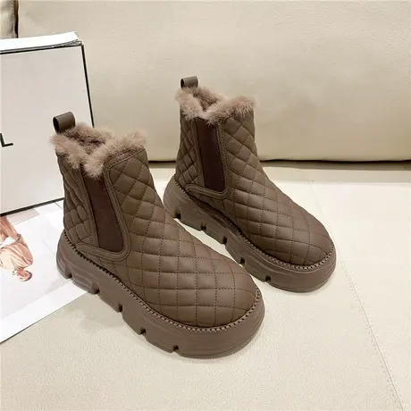 防水雪地靴女2024年冬季新款休闲复古松糕底防滑加绒保暖棉鞋潮图片