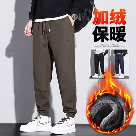 冬季加绒裤冬天2024新款加厚保温束脚休闲裤子秋冬款男装运动卫裤商品大图
