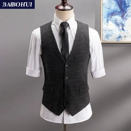 秋冬季休闲西装马甲男修身时尚青年帅气潮流西服马夹男士坎肩背心商品大图