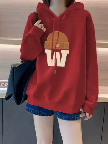 欧货高级感加绒加厚连帽卫衣女2024冬季新款韩版休闲百搭外套上衣图片