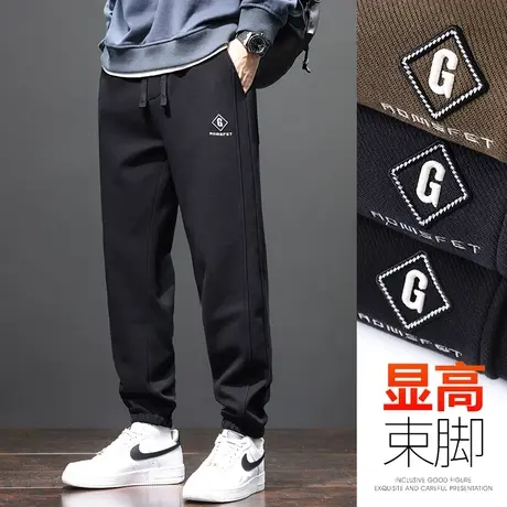 男士松紧腰针织休闲裤子春季2024新款九分春秋款男装束脚运动卫裤商品大图
