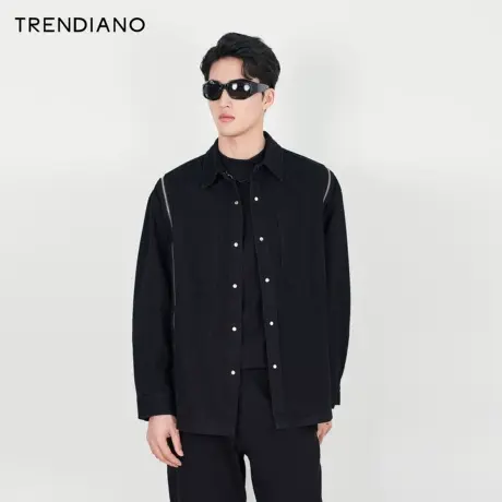 TRENDIANO官方2023新款春季男装时尚牛仔衬衫衬衣商品大图