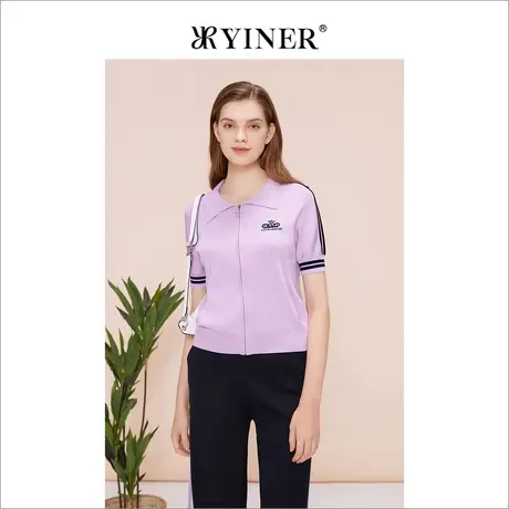 【赫本猫联名】YINER音儿专选女装夏季法式优雅毛针织衫图片