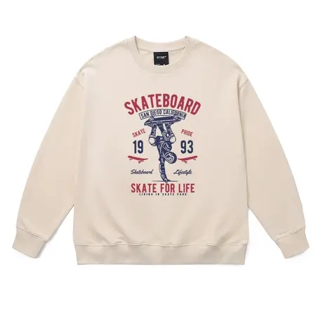 秋季新款卫衣宽松版型ins潮美式vintage时髦复古薄款胖子全棉打底商品大图