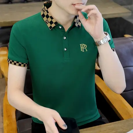 纯棉polo衫男夏季新款潮流短袖t恤男士潮牌修身百搭休闲翻领上衣商品大图