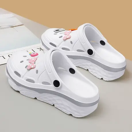 2024年新款洞洞鞋女夏季厚底增高踩屎感外穿DIY可爱防滑包头拖鞋图片