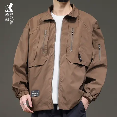 希越户外美式工装夹克男2024春季潮牌多口袋宽松大码男士休闲外套图片