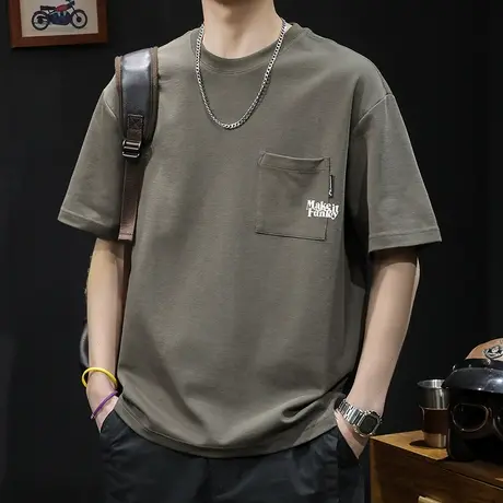 2024新款衣服男款圆领大码男装体恤图片