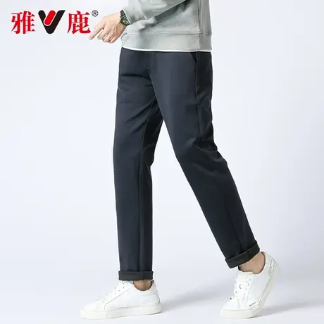 雅鹿男装休闲裤2022秋冬季新品简约纯色百搭裤子宽松直筒商务西裤商品大图