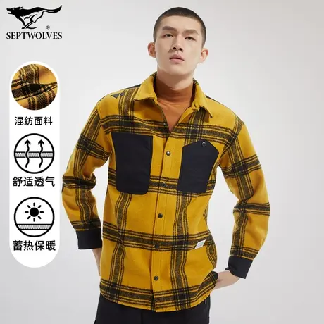 七匹狼狼族部落衬衫式茄克男春秋式长袖胸口大口袋时尚潮流上衣商品大图