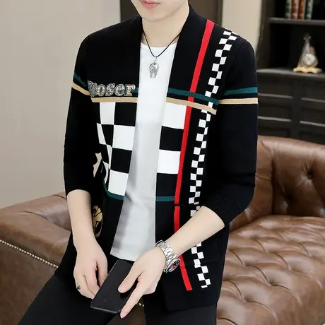 2023春秋季男士针织开衫男款外套欧版立领修身针织衫毛衣男装衣服商品大图