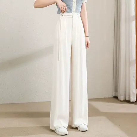 时尚气质西装阔腿裤2023年夏季新款女士简约宽松垂感显瘦通勤长裤图片