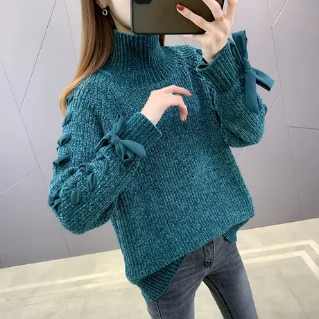 雪尼尔毛衣打底衫女套头高领针织衫内搭上衣冬季加厚2023年新款潮图片