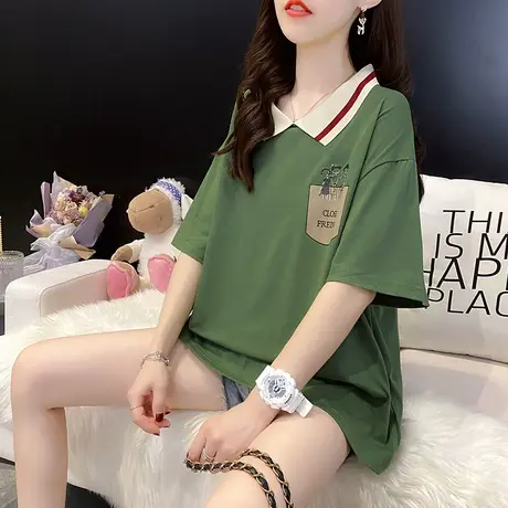 纯棉短袖T恤女装宽松2023年新款秋季洋气中长款设计感打底衫爆款图片