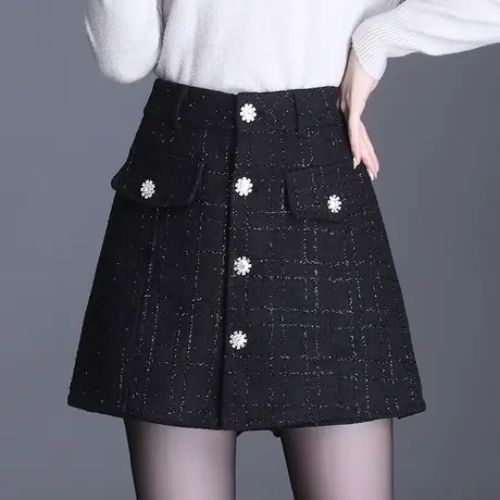 时尚a型短裤女春秋2023新款假两件高腰裙裤显瘦阔腿休闲洋气裤裙图片