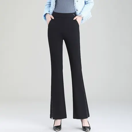 高腰显瘦微喇裤时尚弹力垂感喇叭裤修身长裤女秋季2023新款休闲裤图片