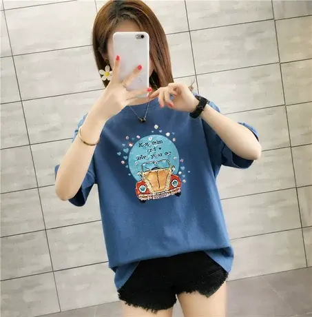 短袖t恤打底衫女装春夏季2023新款白色圆领体恤学生宽松上衣ins潮图片