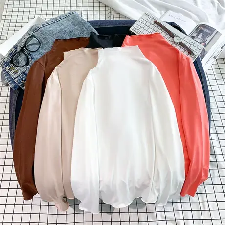 木耳边半高领打底衫女内搭秋洋气秋冬女上衣玫红修身长袖内搭上衣图片