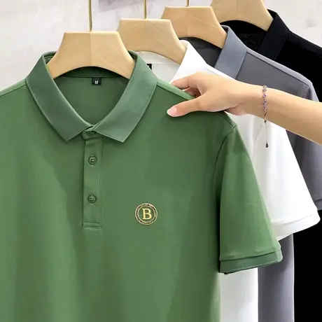 男士短袖夏季薄款冰丝光棉有领t恤男商务高级感polo衫男潮牌时尚商品大图