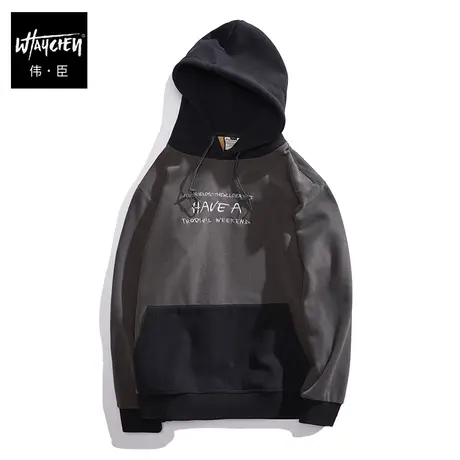 伟臣潮牌大码男装连帽卫衣胖子加肥加大宽松绒布加厚百搭肥佬上衣商品大图