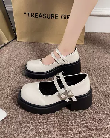 玛丽珍日系小皮鞋女2023新款厚底乐福鞋复古漆皮高跟jk制服单鞋子商品大图
