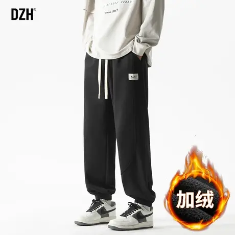 男士潮牌卫裤男冬季加绒束脚2024新款休闲运动裤百搭裤子美式高街商品大图
